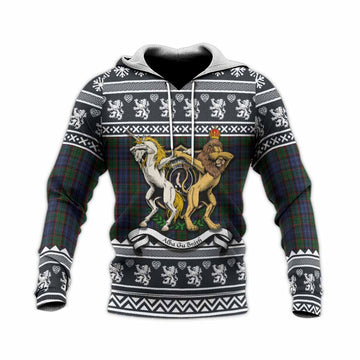 Fletcher Clan Tartan Crest Christmas Knitted Hoodie Coat of Arms Funny Style