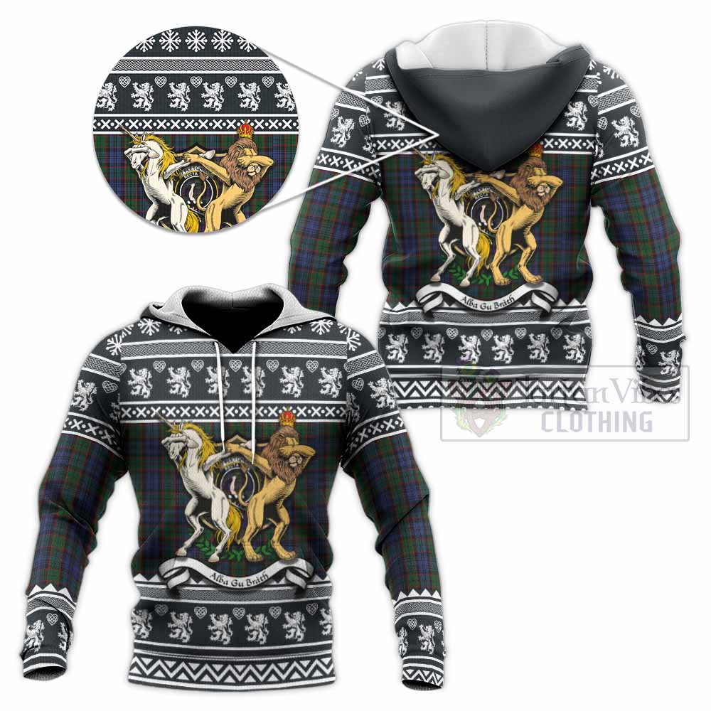 Fletcher Clan Tartan Crest Christmas Knitted Hoodie Coat of Arms Funny Style - Tartan Vibes Clothing
