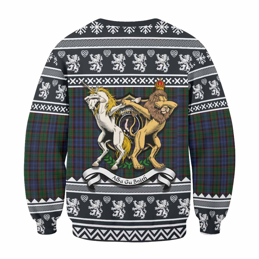 Fletcher Clan Tartan Crest Christmas Sweatshirt Coat of Arms Funny Style - Tartan Vibes Clothing