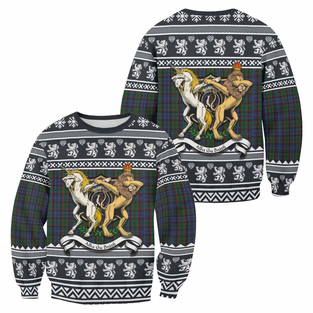 Fletcher Clan Tartan Crest Christmas Sweatshirt Coat of Arms Funny Style - Tartan Vibes Clothing