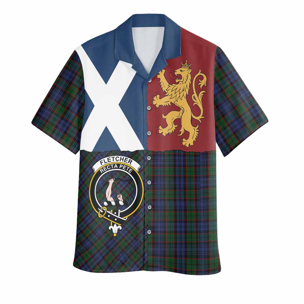 Fletcher Crest Tartan Hawaiian Shirt with Lion Rampant Saltire Style