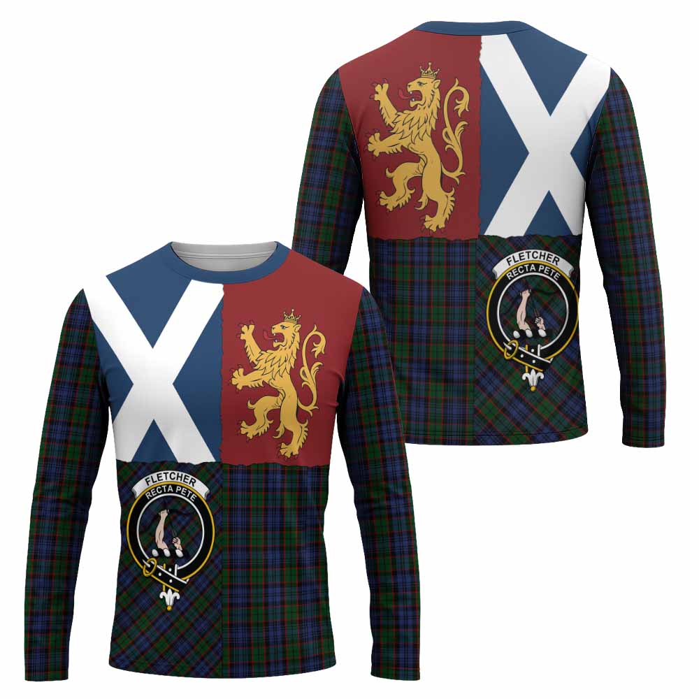Fletcher Crest Tartan Long Sleeve T-Shirt with Lion Rampant Saltire Style