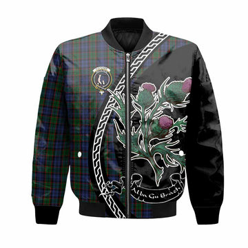 Fletcher Family Crest Tartan Bomber Jacket Alba Thistle Inspired