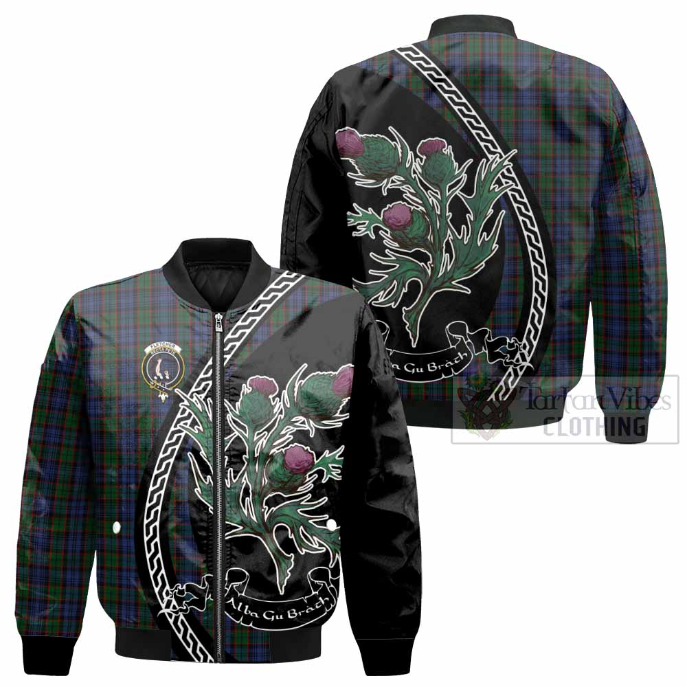 Fletcher Family Crest Tartan Bomber Jacket Alba Thistle Inspired - Tartan Vibes Clothing