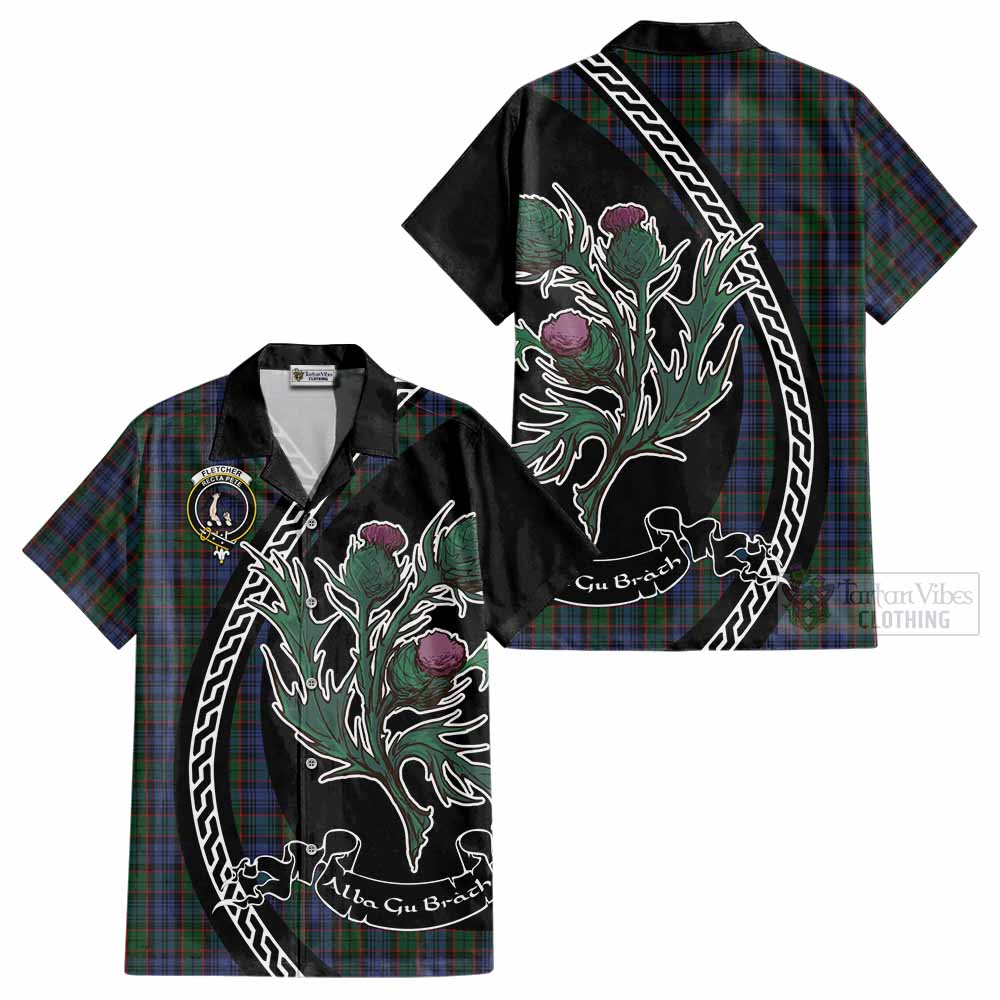 Fletcher Family Crest Tartan Cotton Hawaiian Shirt Alba Thistle Inspired - Tartan Vibes Clothing