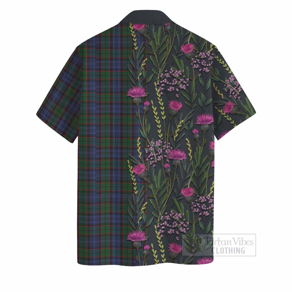 Fletcher Family Crest Tartan Hawaiian Shirt Scottish Thistle Flower Pattern Half Style - Tartan Vibes Clothing