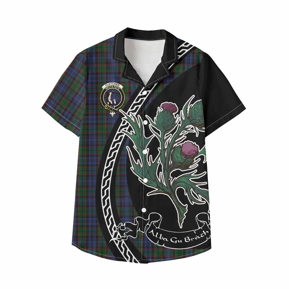 Fletcher Family Crest Tartan Kid Hawaiian Shirt Alba Thistle Inspired - Tartan Vibes Clothing