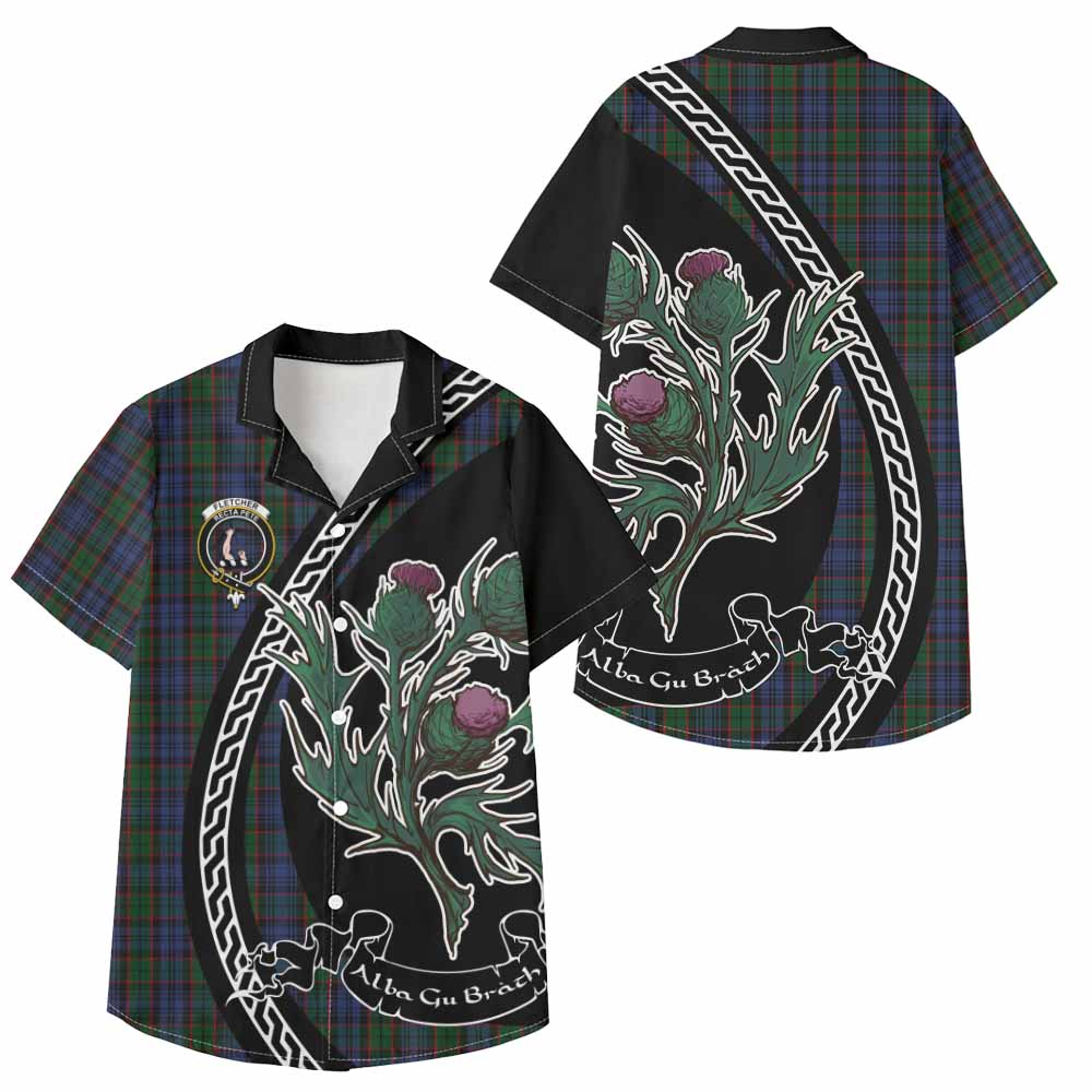 Fletcher Family Crest Tartan Kid Hawaiian Shirt Alba Thistle Inspired - Tartan Vibes Clothing