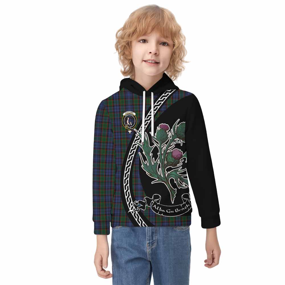 Fletcher Family Crest Tartan Kid Hoodie Alba Thistle Inspired - Tartan Vibes Clothing