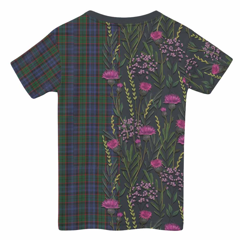 Fletcher Family Crest Tartan Kid T-shirt Scottish Thistle Flower Pattern Half Style - Tartan Vibes Clothing