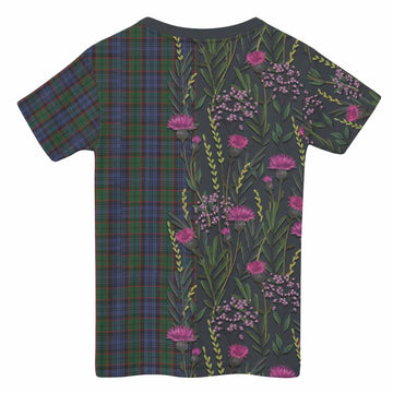 Fletcher Family Crest Tartan Kid T-shirt Scottish Thistle Flower Pattern Half Style - Tartan Vibes Clothing