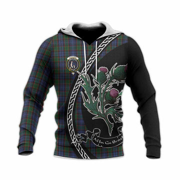 Fletcher Family Crest Tartan Knitted Hoodie Alba Thistle Inspired
