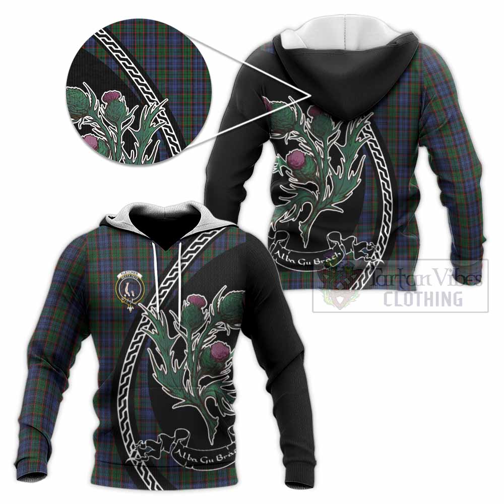 Fletcher Family Crest Tartan Knitted Hoodie Alba Thistle Inspired - Tartan Vibes Clothing