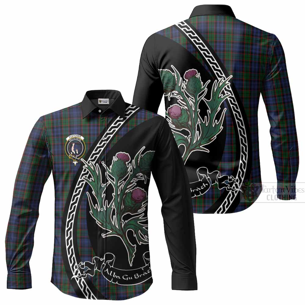 Fletcher Family Crest Tartan Long Sleeve Button Shirts Alba Thistle Inspired - Tartan Vibes Clothing