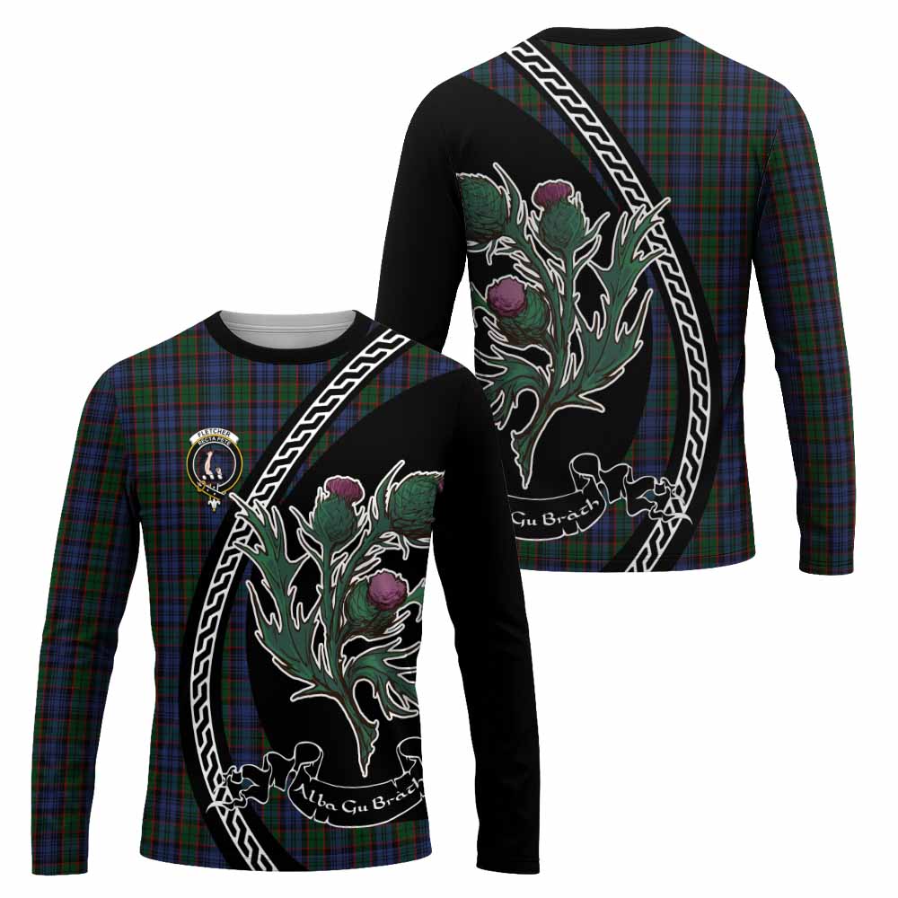 Fletcher Family Crest Tartan Long Sleeve T-Shirt Alba Thistle Inspired - Tartan Vibes Clothing
