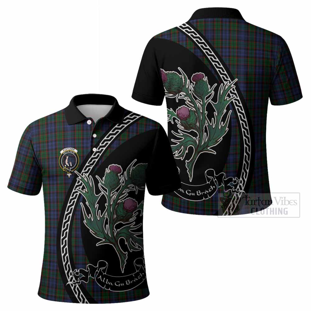 Fletcher Family Crest Tartan Polo Shirt Alba Thistle Inspired - Tartan Vibes Clothing