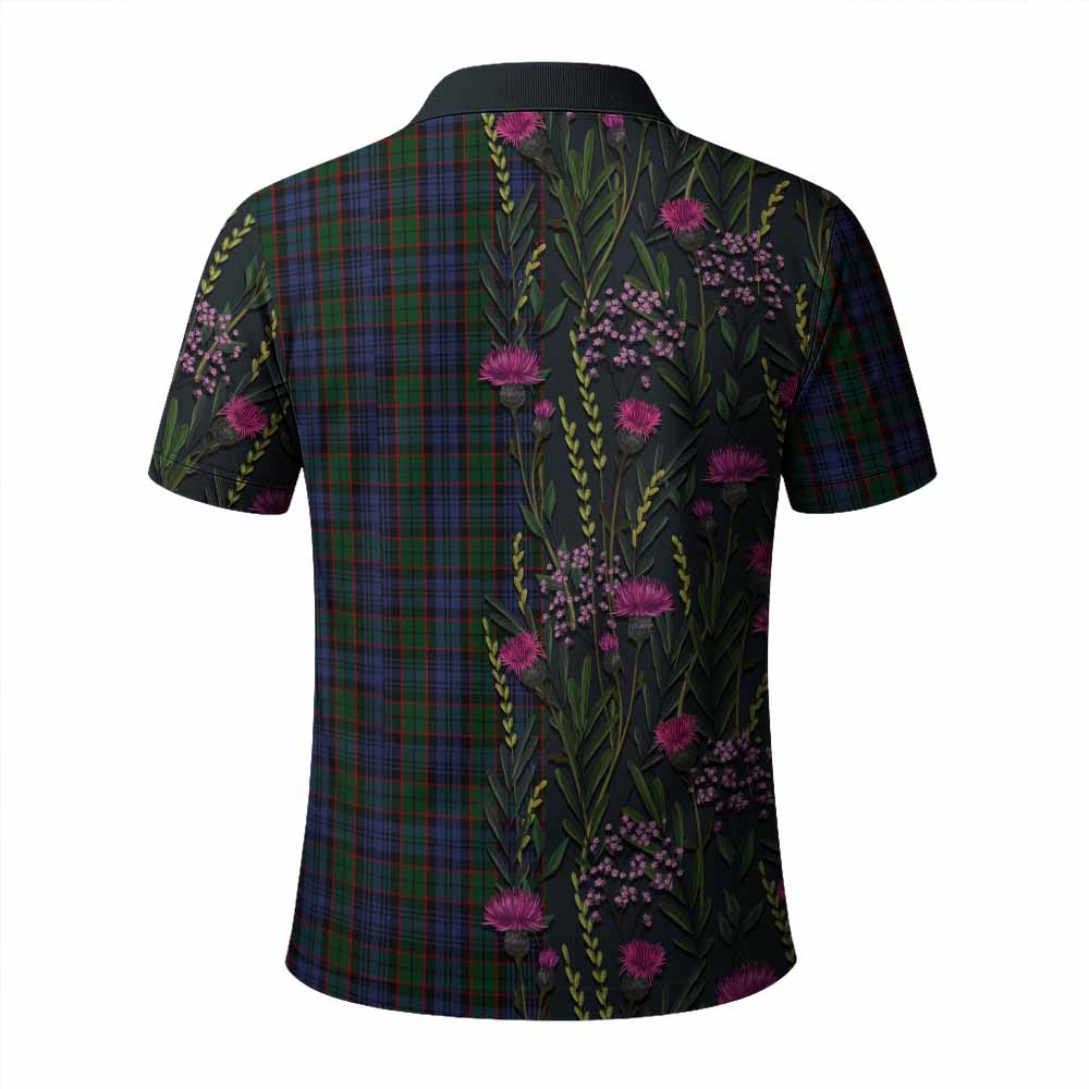 Fletcher Family Crest Tartan Polo Shirt Scottish Thistle Flower Pattern Half Style - Tartan Vibes Clothing