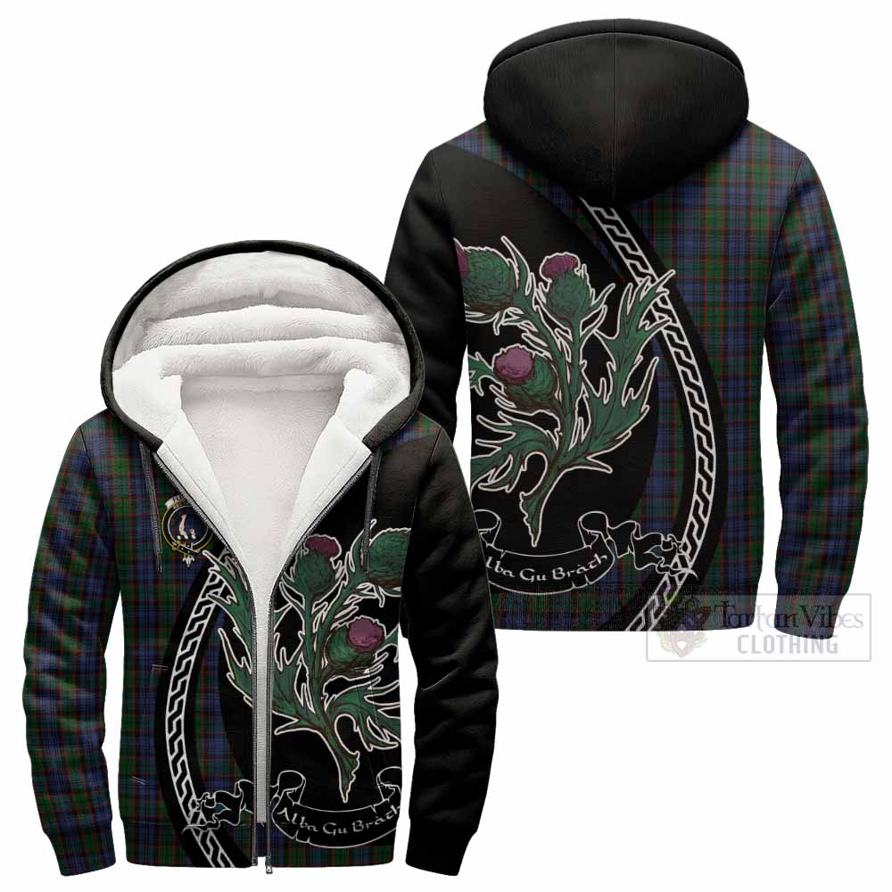 Fletcher Family Crest Tartan Sherpa Hoodie Alba Thistle Inspired - Tartan Vibes Clothing