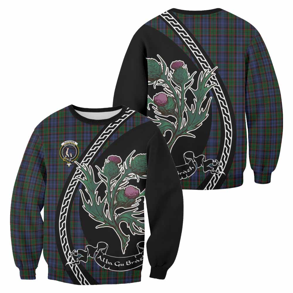 Fletcher Family Crest Tartan Sweatshirt Alba Thistle Inspired - Tartan Vibes Clothing