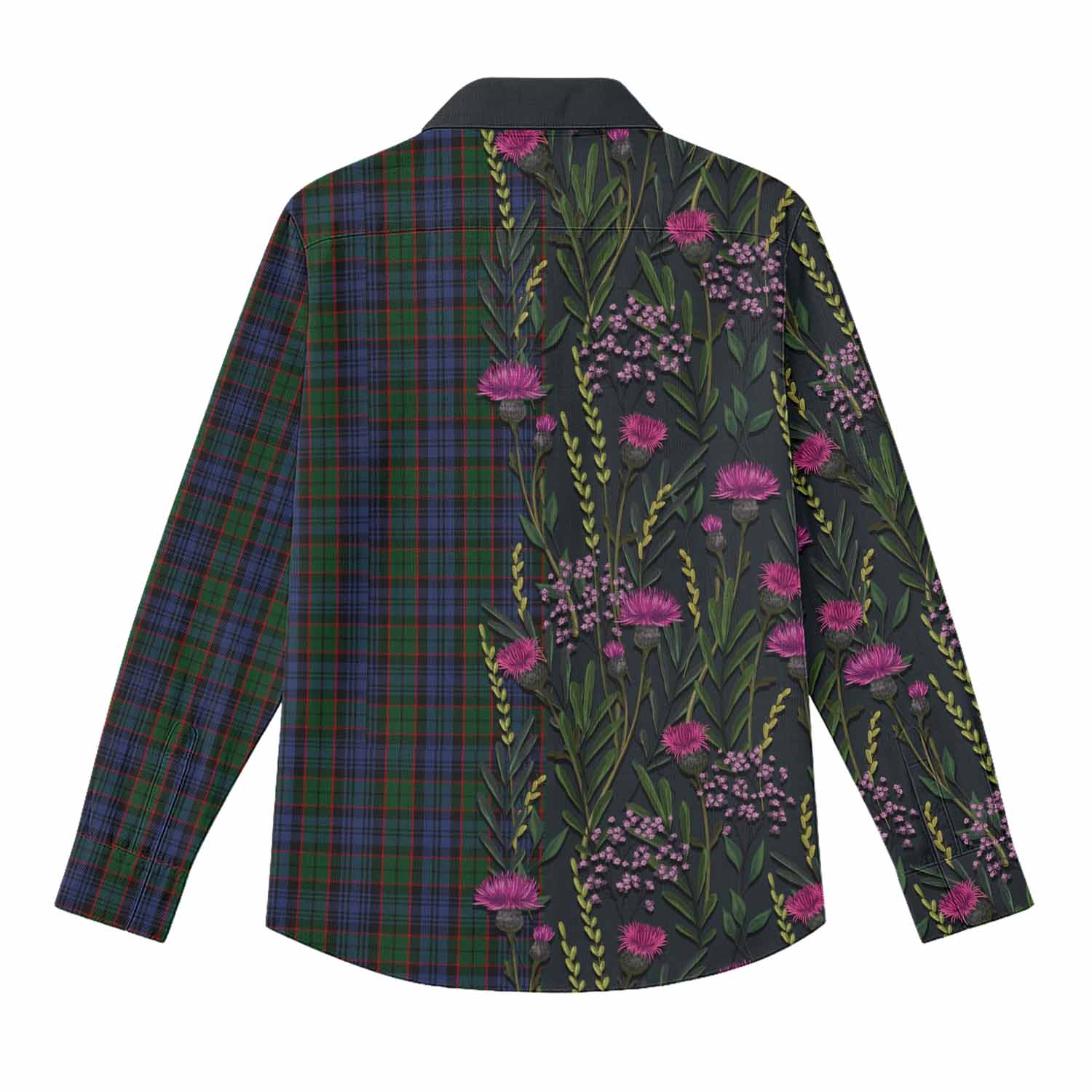 Fletcher Family Crest Tartan Women Casual Shirt Scottish Thistle Flower Pattern Half Style - Tartan Vibes Clothing