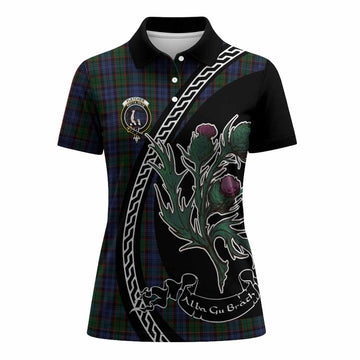 Fletcher Family Crest Tartan Women Polo Shirt Alba Thistle Inspired - Tartan Vibes Clothing