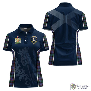 Fletcher Modern Tartan Women's Polo Shirt with Family Crest and Scottish Thistle Vibes Sport Style