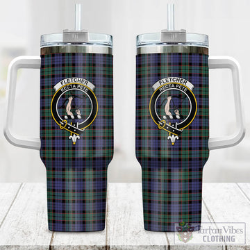 Fletcher Modern Tartan and Family Crest Tumbler with Handle