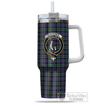 Fletcher Modern Tartan and Family Crest Tumbler with Handle