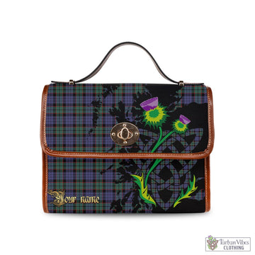 Fletcher Modern Tartan Waterproof Canvas Bag with Scotland Map and Thistle Celtic Accents