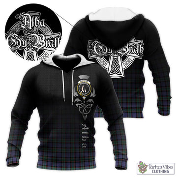 Fletcher Modern Tartan Knitted Hoodie Featuring Alba Gu Brath Family Crest Celtic Inspired