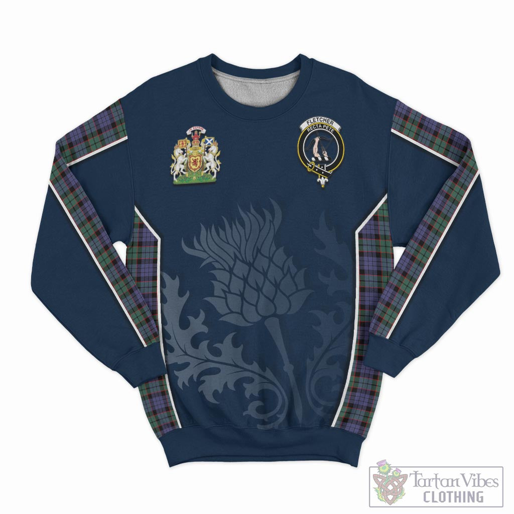 Tartan Vibes Clothing Fletcher Modern Tartan Sweatshirt with Family Crest and Scottish Thistle Vibes Sport Style