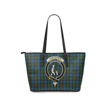 Fletcher of Dunans Tartan Leather Tote Bag with Family Crest
