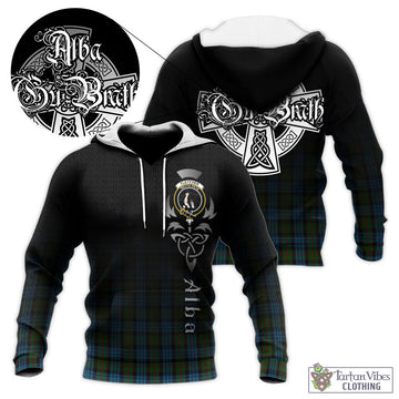 Fletcher of Dunans Tartan Knitted Hoodie Featuring Alba Gu Brath Family Crest Celtic Inspired