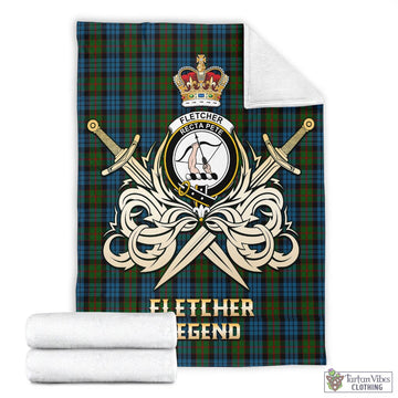 Fletcher of Dunans Tartan Blanket with Clan Crest and the Golden Sword of Courageous Legacy