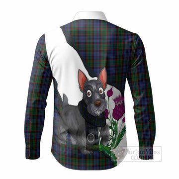 Fletcher Scottish Terrier Tartan Crest Long Sleeve Button Shirts Thistle Heritage Art