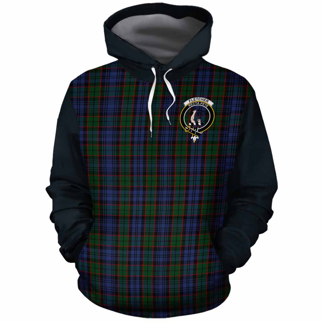 Fletcher Tartan Accent Cotton Hoodie with Family Crest