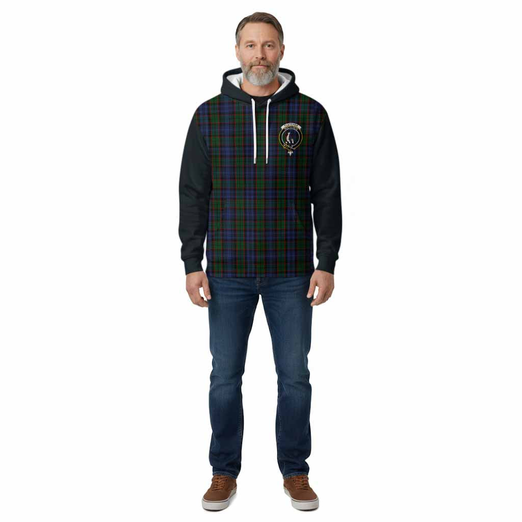 Fletcher Tartan Accent Cotton Hoodie with Family Crest