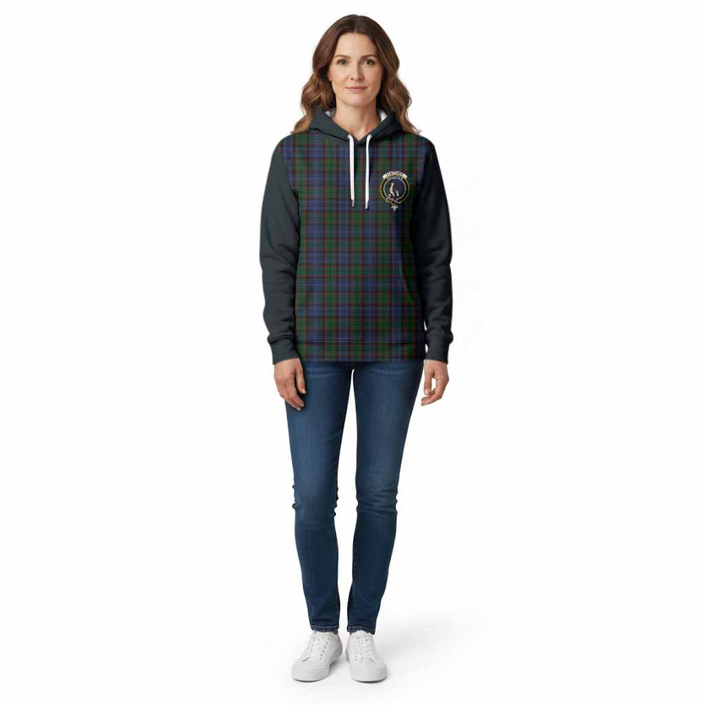 Fletcher Tartan Accent Cotton Hoodie with Family Crest
