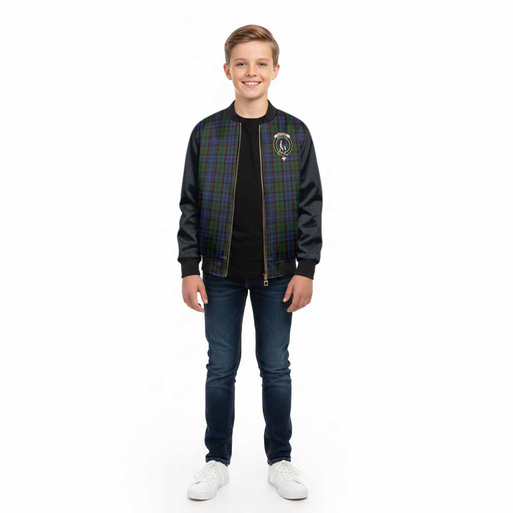 Fletcher Tartan Accent Kid Bomber Jacket with Family Crest
