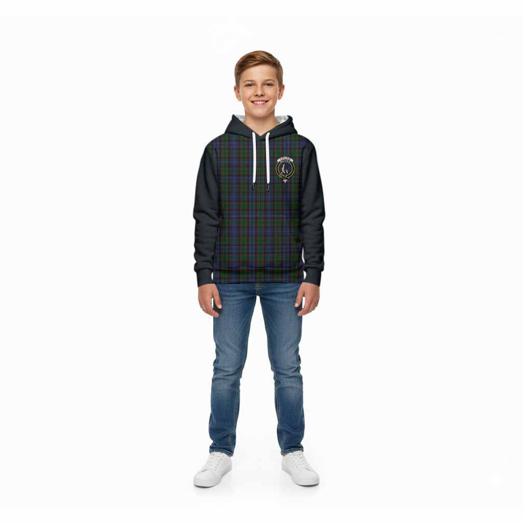 Fletcher Tartan Accent Kid Hoodie with Family Crest