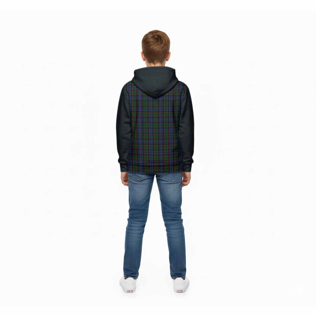 Fletcher Tartan Accent Kid Hoodie with Family Crest