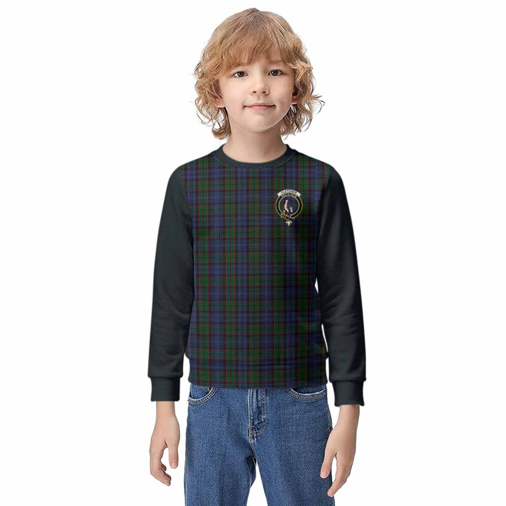 Fletcher Tartan Accent Kid Knitted Sweatshirt with Family Crest