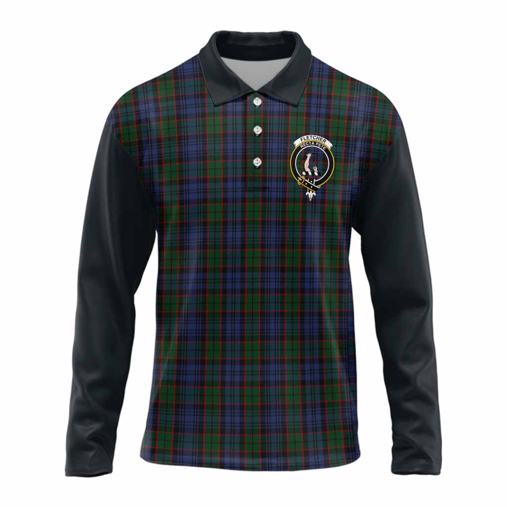 Fletcher Tartan Accent Long Sleeve Polo Shirt with Family Crest