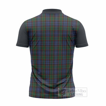 Fletcher Tartan Accent Zipper Polo Shirt with Family Crest