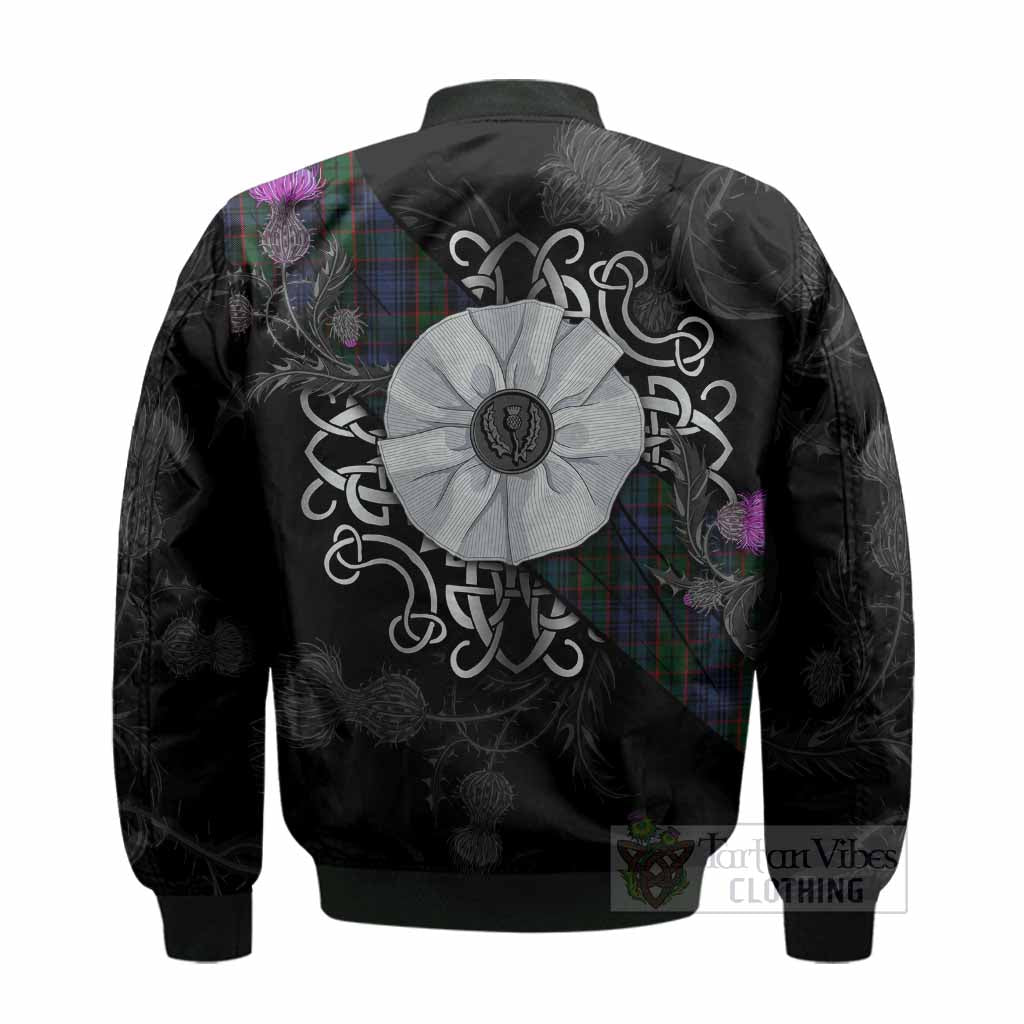 Fletcher Tartan Bomber Jacket Jacobite White Rose - Tartan Vibes Clothing