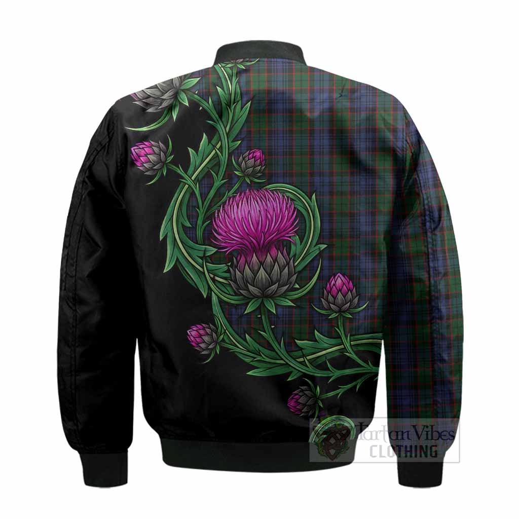 Fletcher Tartan Bomber Jacket Resilient Scottish Thistle - Tartan Vibes Clothing