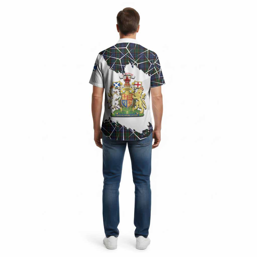 Fletcher Tartan Cotton Hawaiian Shirt with Family Crest and Lion Rampant Grunge Style