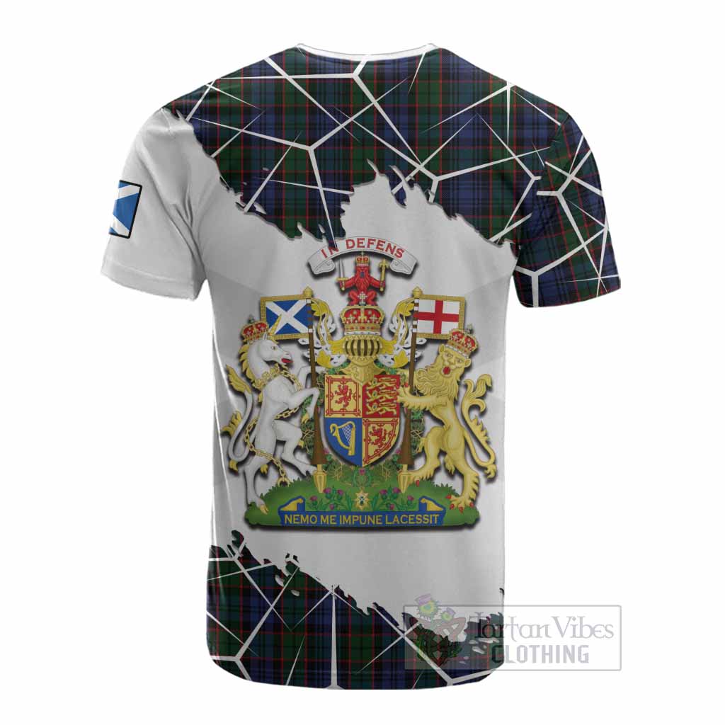 Fletcher Tartan Cotton T-shirt with Family Crest and Lion Rampant Grunge Style