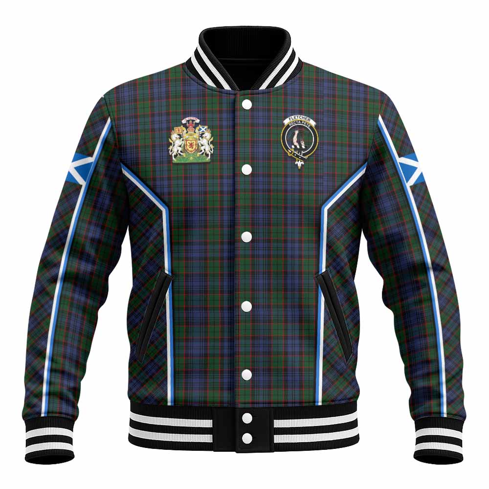 Fletcher Tartan Crest Baseball Jacket Scotland Coat of Arm Flag Style - Tartan Vibes Clothing