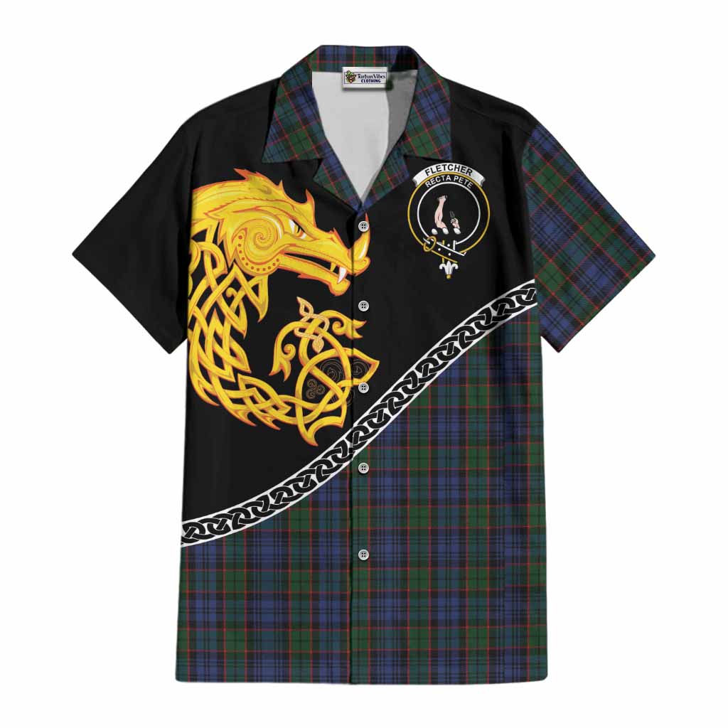 Fletcher Tartan Crest Cotton Hawaiian Shirt Legendary Dragon Knot Half Style